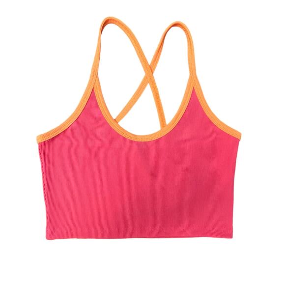 SHEIN Cross Back Hot Pink Strappy Spaghetti Strap Crop Top Medium - Picture 2 of 9